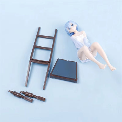 Collection De Figurines En PVC Re: Ontarilife in a Different World, Jouet Pour Enfants, Cadeau De Noël, Rem, Assis Sur Des Chaises, 17Cm