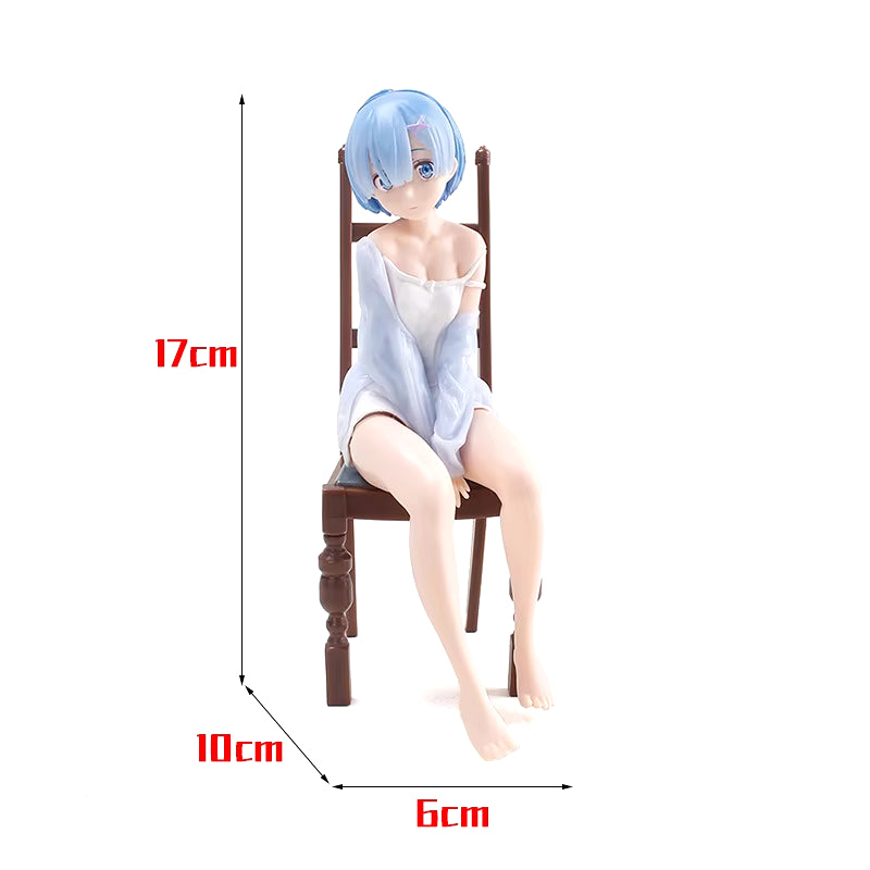 Collection De Figurines En PVC Re: Ontarilife in a Different World, Jouet Pour Enfants, Cadeau De Noël, Rem, Assis Sur Des Chaises, 17Cm