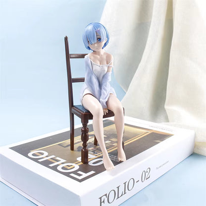 Collection De Figurines En PVC Re: Ontarilife in a Different World, Jouet Pour Enfants, Cadeau De Noël, Rem, Assis Sur Des Chaises, 17Cm