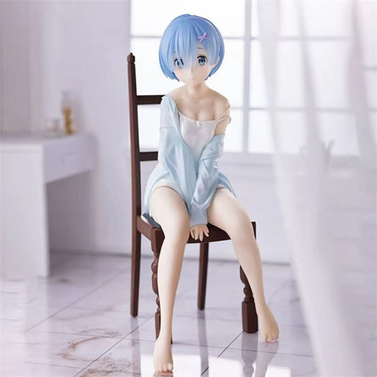 Collection De Figurines En PVC Re: Ontarilife in a Different World, Jouet Pour Enfants, Cadeau De Noël, Rem, Assis Sur Des Chaises, 17Cm